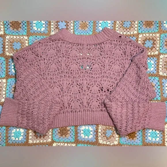 Free People Cropped Chloe Cardigan Medium Pressed Flowers - Picture 12 of 13